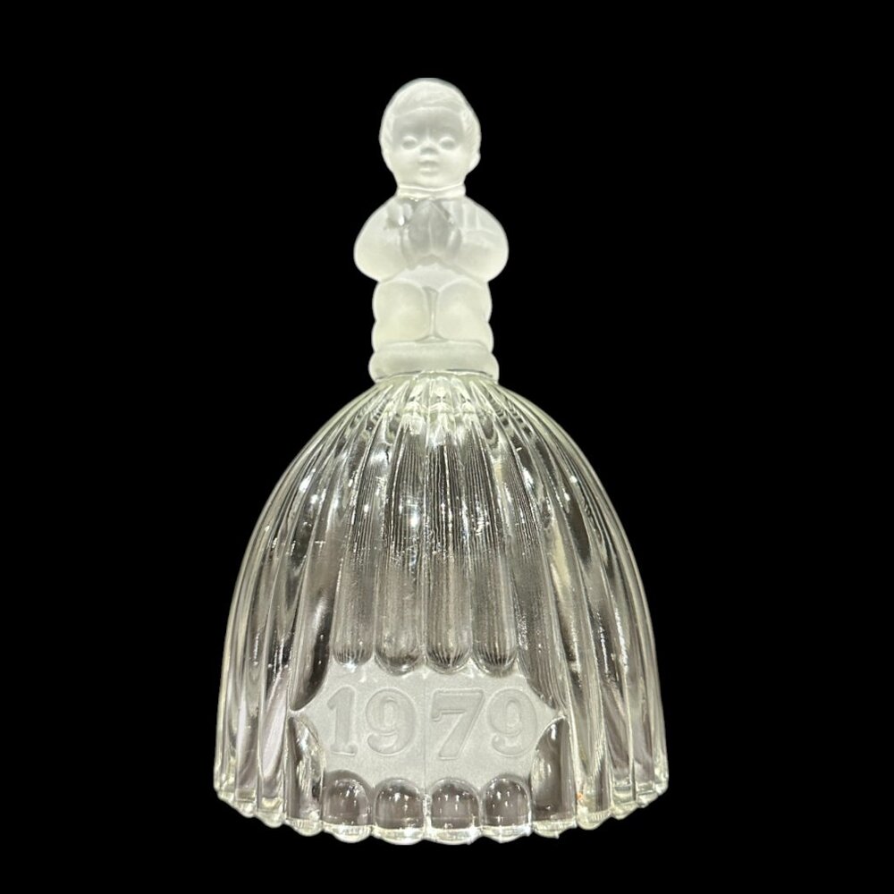 Vintage House of Goebel 1979 Clear Crystal Glass Bell, Christmas Bell with Frost